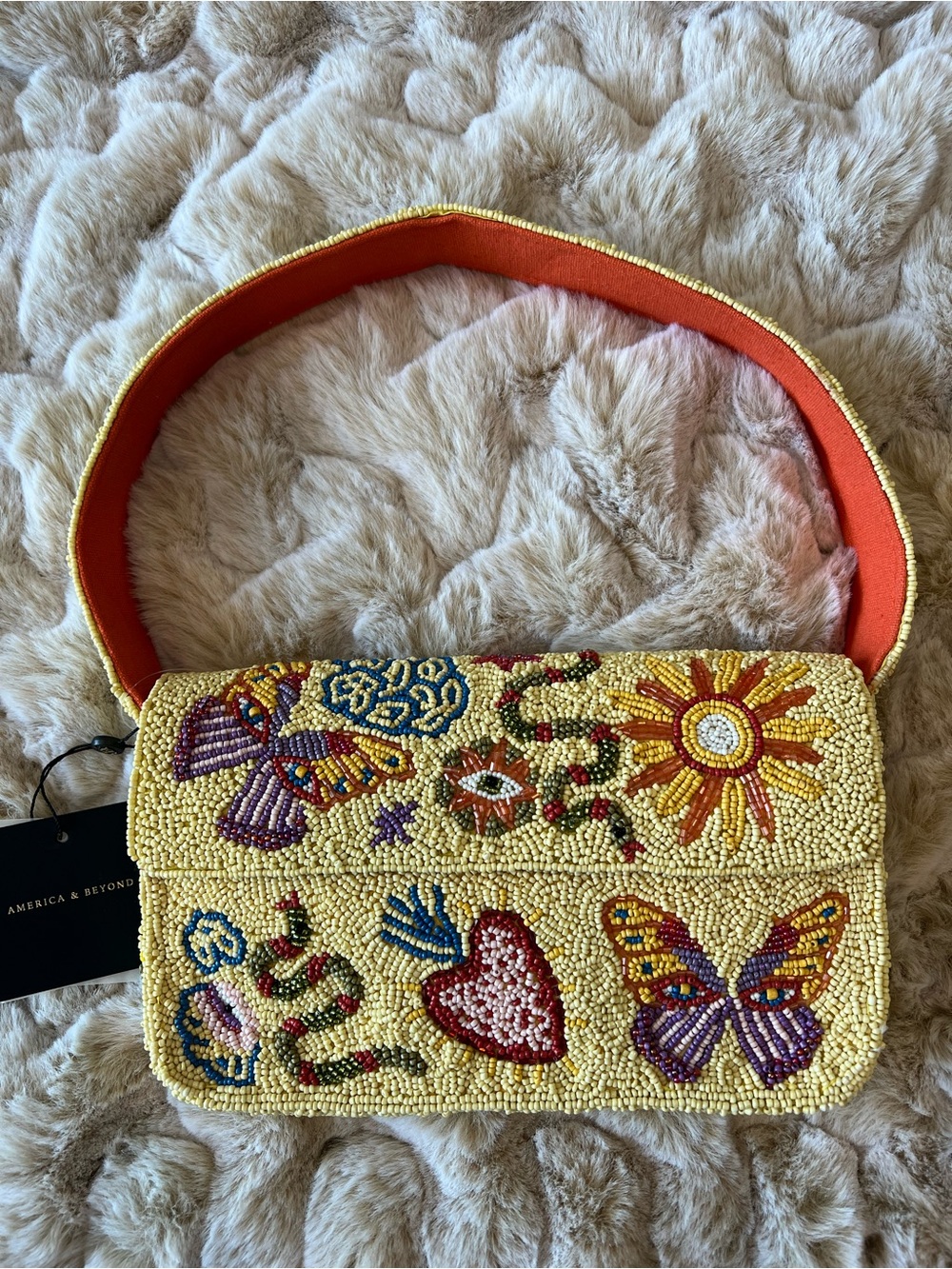 NWT New Release America & Beyond Whimsical Yellow Floral & Butterfly Bag